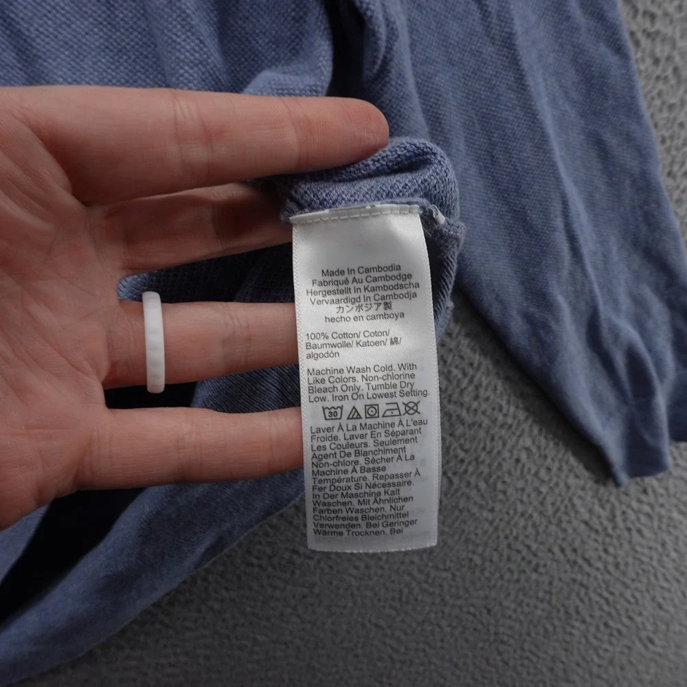 J Crew Long Sleeve Cotton Sweater Tee XL Blue Mens Lightweight‎ Crew Neck